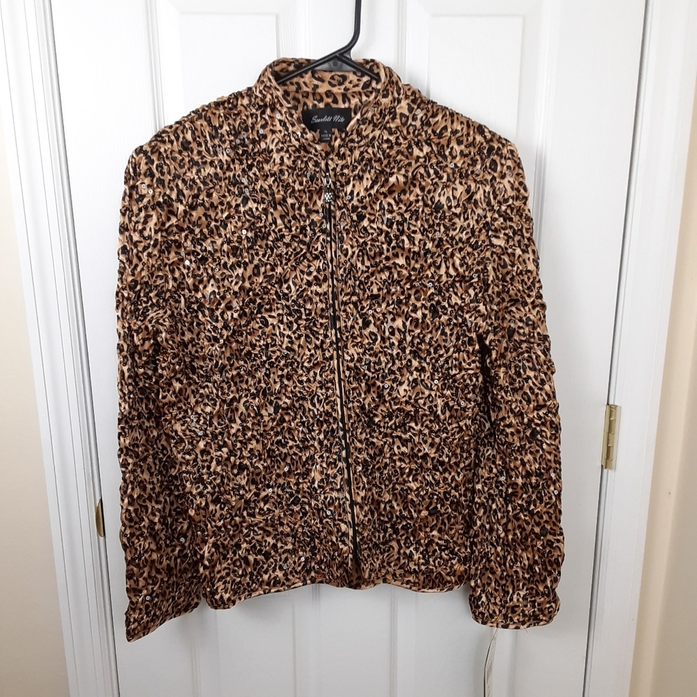 NWT XL Leopard Zip Jacket JCPENNEY